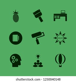 creative icon. creative vector icons set paint roller, laptop desk, balloon and notebook pencil