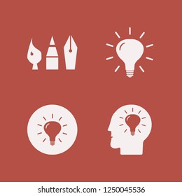 creative icon. creative vector icons set drawing painting tools, bulb and bulb head