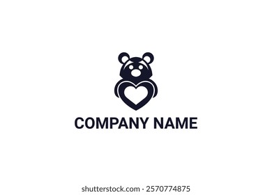 Creative Iconic Bear Love Logo Design Vector Illustration