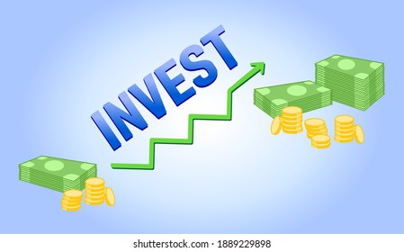creative iconic (invest) text design ,written in English language, vector illustration.