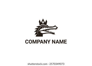 Creative Iconic King Crocodile Head Logo Design Template