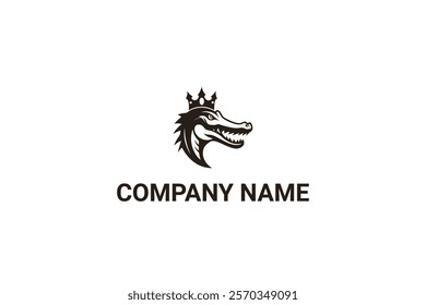 Creative Iconic King Crocodile Head Logo Design Template