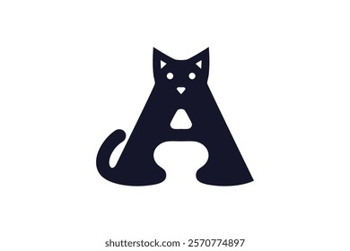 Creative Iconic Letter A Cat Animal Logo Design Vector Illustration