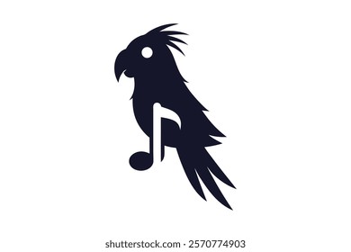 Creative Iconic Musical Quaver Musical Note Parrot Bird Logo Design Vector Illustration