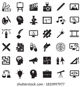 Creative Icons. Black Flat Design. Vector Illustration.