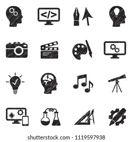 Creative Icons. Black Scribble Design. Vector Illustration.
