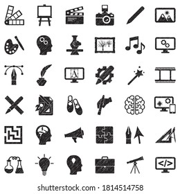 Creative Icons. Black Scribble Design. Vector Illustration.