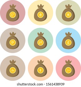 creative icons of currency isolated on background
   