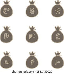 creative icons of currency isolated on background
   