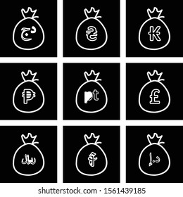 creative icons of currency isolated on background
   