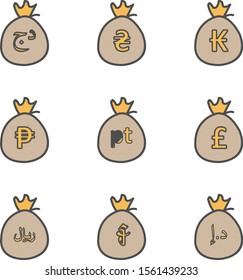creative icons of currency isolated on background
   