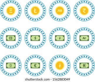creative icons of currency isolated on background
   