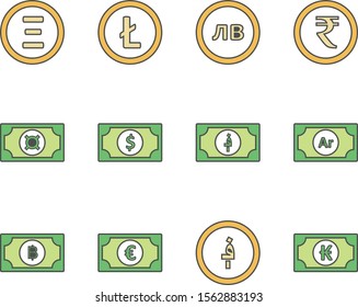 creative icons of currency isolated on background
   