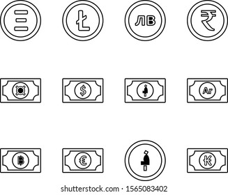creative icons of currency isolated on background
   