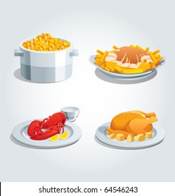 Creative icons of food (dishes)