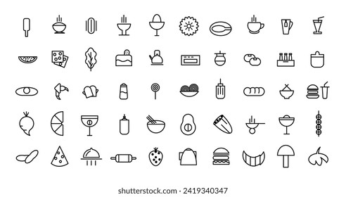 Creative icons set about food and drink restaurants fast food