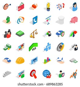 Creative icons set. Isometric style of 36 creative vector icons for web isolated on white background