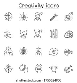 Creative icons set in thin line style
