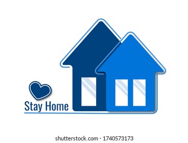 Creative icons stay home, heart, home symbol. Quarantine to prevent coronovirus infection. Vector illustration