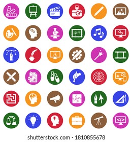 Iconos creativos. Diseño Plano Blanco En Círculo. Ilustración vectorial.
