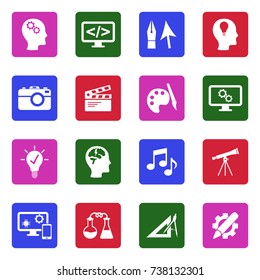 Creative Icons. White Flat Design In Square. Vector Illustration. 