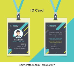 Tarjeta de identificación creativa color turquesa negro