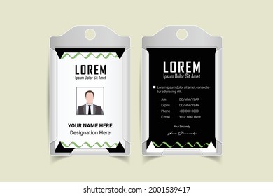 Creative ID Card Design Template. corporate office Id card design. Employee ID. Vertical Double sided Business Identity Card Design. Flat style illustration. 