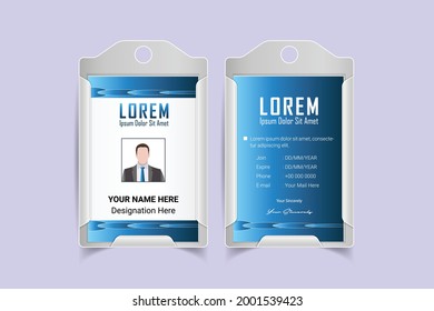 Creative ID Card Design Template. corporate office Id card design. Employee ID. Vertical Double sided Business Identity Card Design. Flat style illustration. 