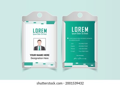 Creative ID Card Design Template. corporate office Id card design. Employee ID. Vertical Double sided Business Identity Card Design. Flat style illustration. 