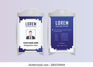 Creative ID Card Design Template. corporate office Id card design. Employee ID. Vertical Double sided Business Identity Card Design. Flat style illustration. 