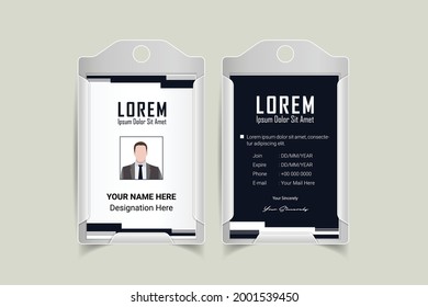 Creative ID Card Design Template. corporate office Id card design. Employee ID. Vertical Double sided Business Identity Card Design. Flat style illustration. 
