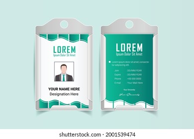 Creative ID Card Design Template. corporate office Id card design. Employee ID. Vertical Double sided Business Identity Card Design. Flat style illustration. 