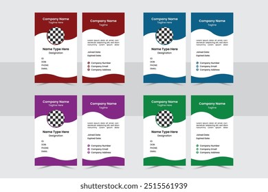 Creative Id Card Design Template With Multiple Color Variation 