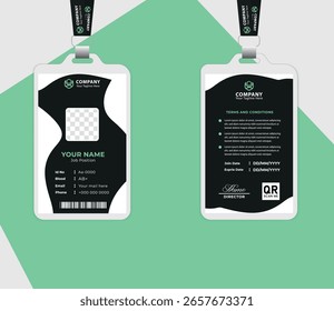 Diseño creativo de la tarjeta de identificación para el personal de la empresa con espacio para el nombre, la designación y los detalles de contacto.