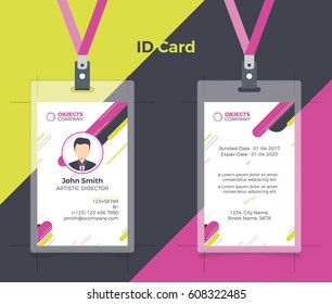 Tarjeta de identificación creativa color rosa amarillo