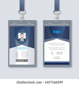 Plantilla de tarjeta de identificación creativa con fondo geométrico azul abstracto