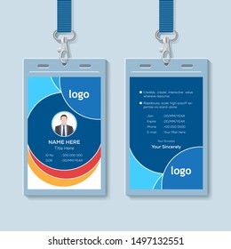 Creative ID Card Template with Abstract Blue Geometric Background