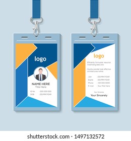 Creative ID Card Template with Abstract Blue Geometric Background