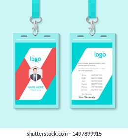Creative ID Card Template with Abstract Blue Background