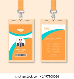 Creative ID Card Template with Abstract Orange Background