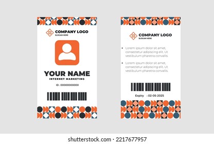 Plantilla de tarjeta de identificación creativa con fondo geométrico abstracto