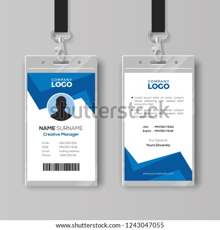 Creative ID Card Template with Abstract Blue Background