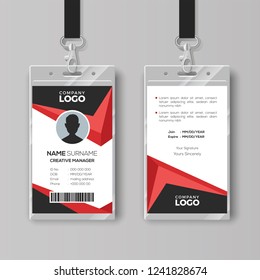 Creative ID Card Template With Black And Red Details