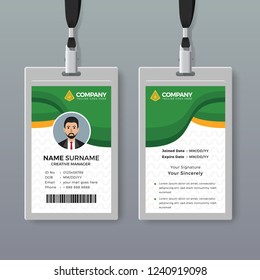 Creative ID card template with green and yellow details