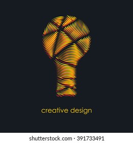 Creative idea. Abstract light bulb. Bright yellow and red colors. Icon for your company. Logo success. Team of creative people. The resonant waves. Vector illustration.
