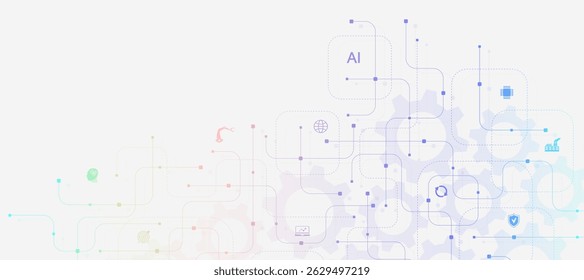 Concepto creativo del Anuncio de la IA para la tecnología de Internet. Diseño de textura abstracta de tecnología de placa base. Codificación de software. Concepto digital para cartel, cubierta, Anuncio, cabecera, Web, Plantilla de presentación