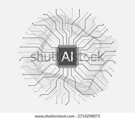 Creative idea AI banner concept for internet technology. Artificial intelligence technology circuit board background texture design. Digital concept for poster, cover, banner, header, web template.