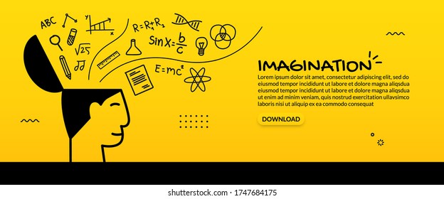 Creative idea background, education concept with outline icons