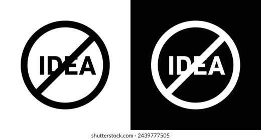 Signo de prohibición de ideas creativas. Alerta de innovación y prohibición de ideas. No Se Permite Ningún Símbolo De Nuevo Concepto