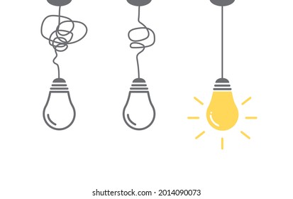 Creative idea banner. Light bulb icon on white background. Energy and thinking symbol. Idea and inspiration concept. Elements for design sites. Vector illustration